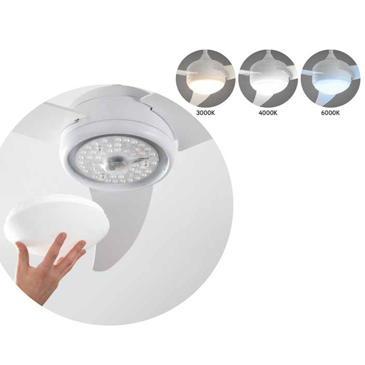 OPEN + VENTILATORE IN METALLO VERNICIATO BIANCO OPACO 4 PALE ACRILICO TRASPARENTE-DIFFUSORE IN ACRILICO SATINATO