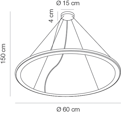 Tour x 1 - Misura Ø60cm - Lampade a led anello circolare - attacco soffitto unico