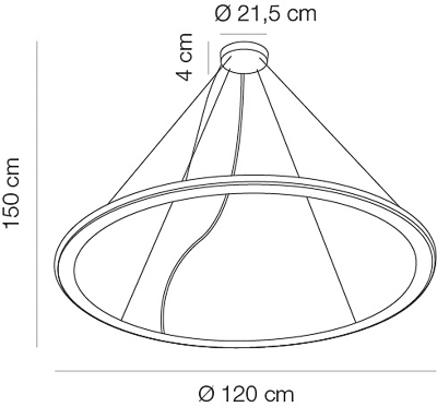 Tour x 1 - Misura Ø120cm - Lampade a led anello circolare - attacco soffitto unico