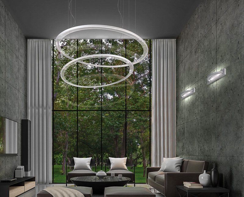 TOUR x 2 - LAMPADE DA SOFFITTO CON LUCE CIRCOLARE A LED -VERS. GRANDE AMBIENTATA