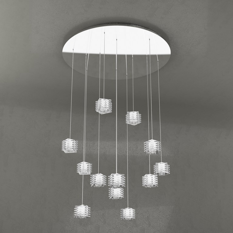 RUBIK SOSPENSIONE 12 LUCI CON CRISTALLI