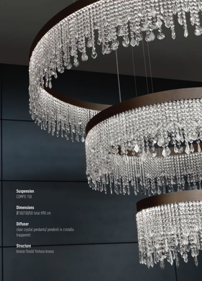 La collezione ECLISSE si presta a soluzioni personalizzabili sia per quanto riguarda la dimensione della struttura che le lunghezza delle calate