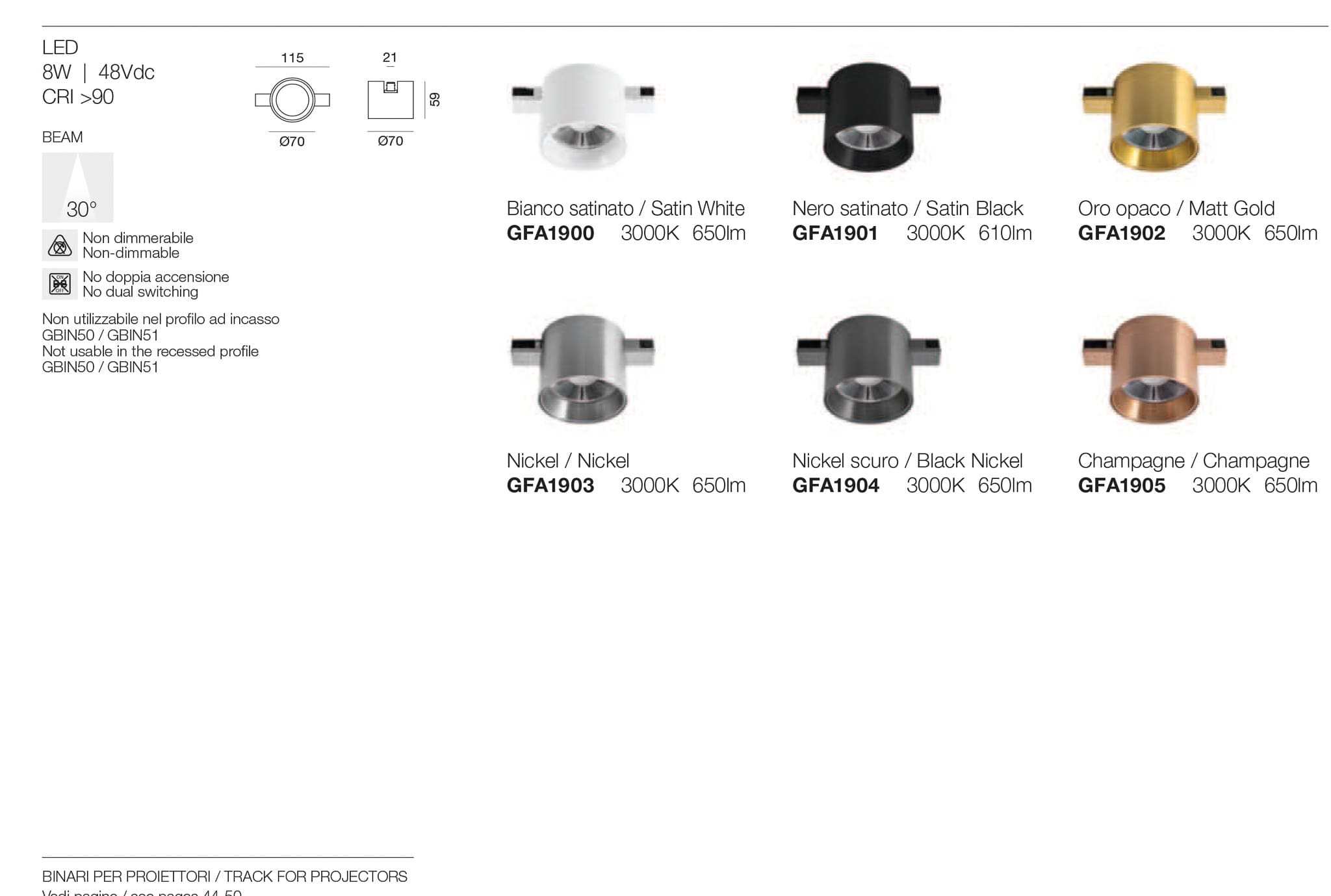 accessori binario decorativi 48V