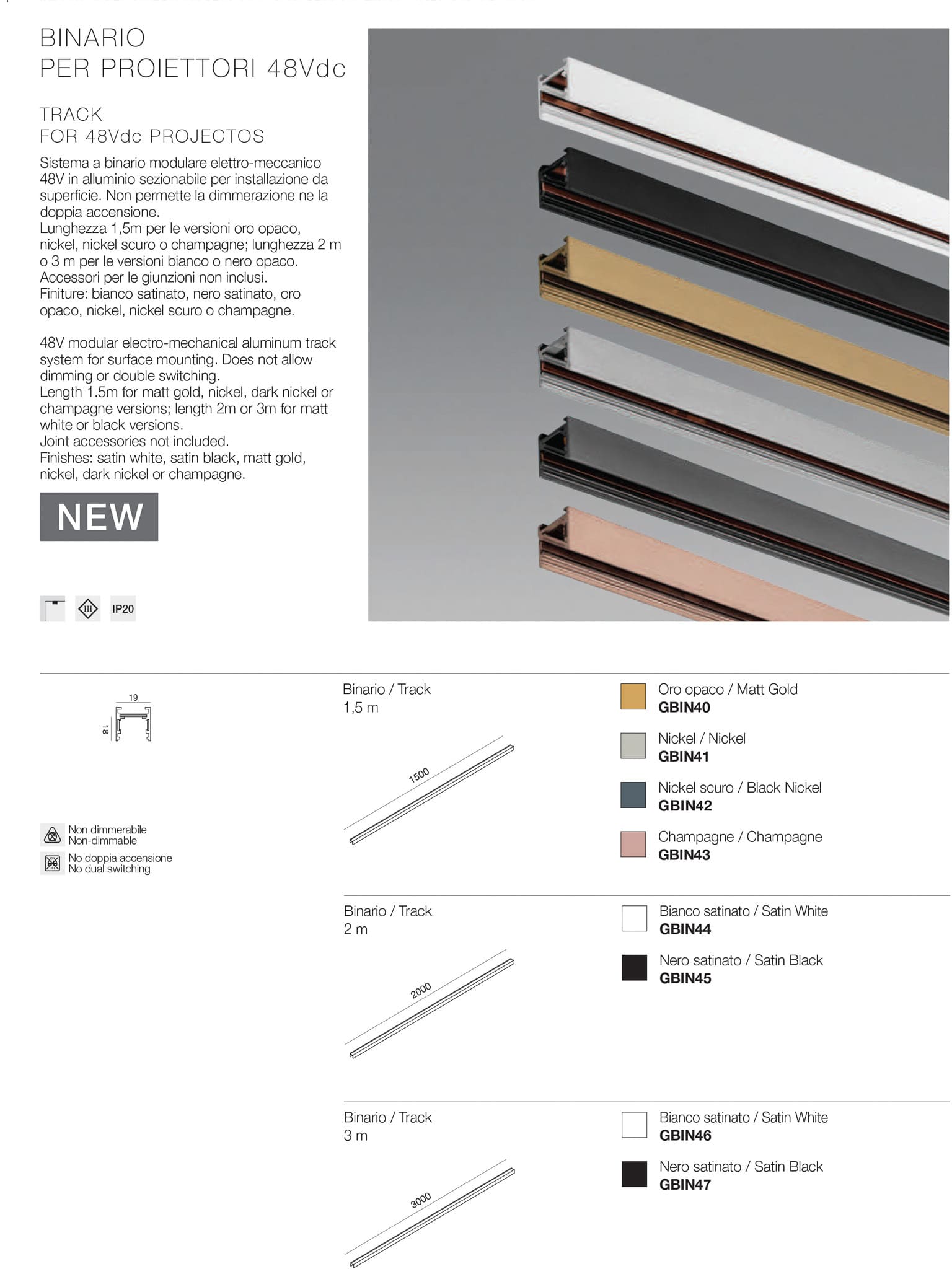 accessori binario decorativi 48V