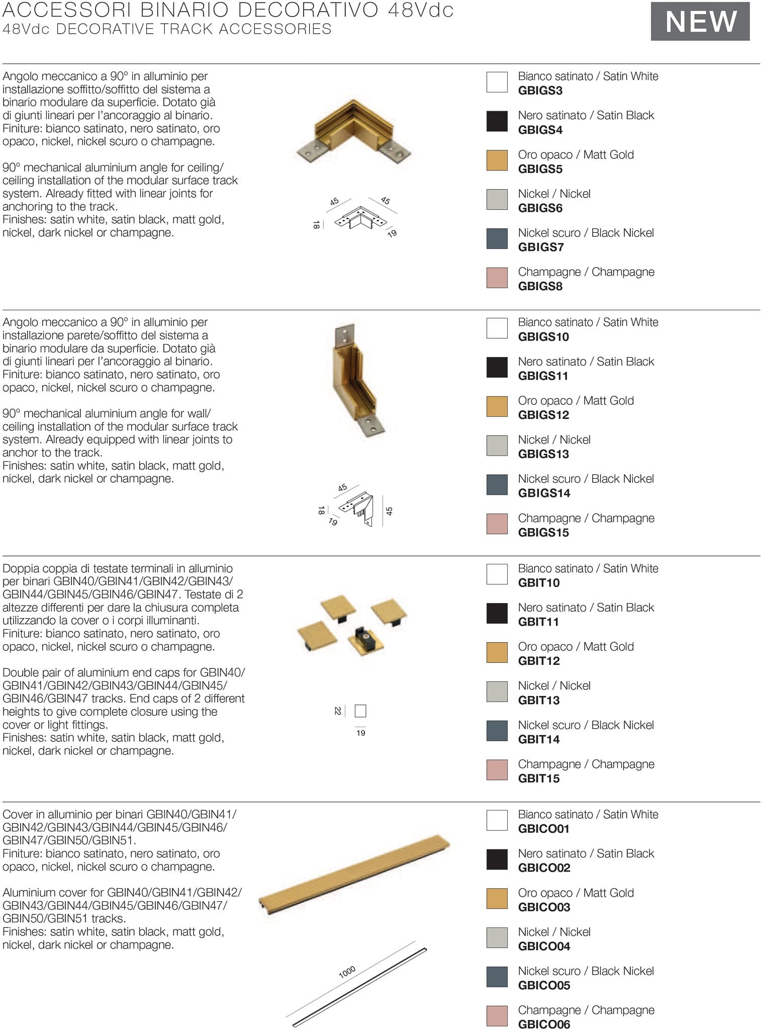 accessori binario decorativi 48V