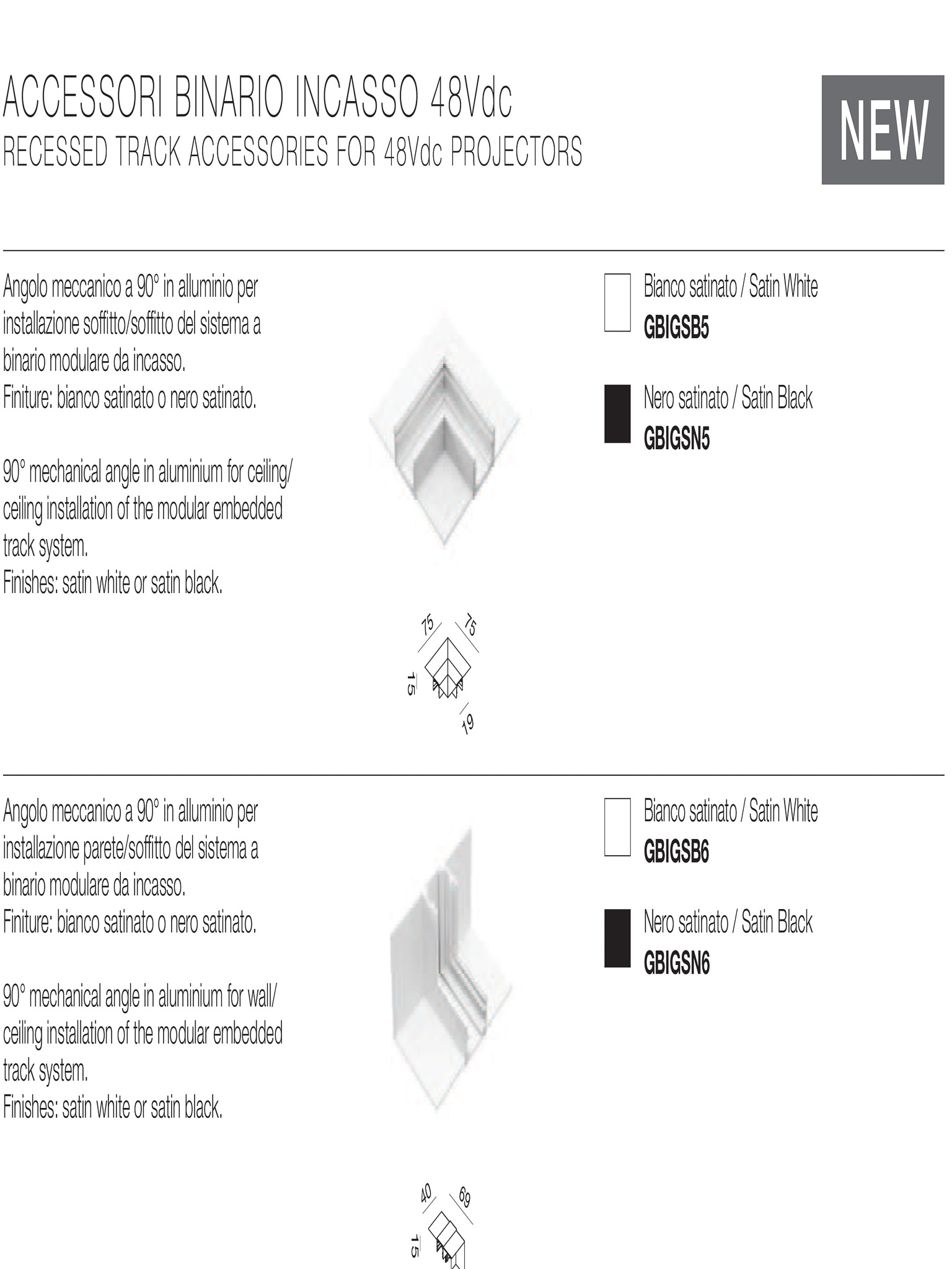 accessori binario decorativi 48V incasso