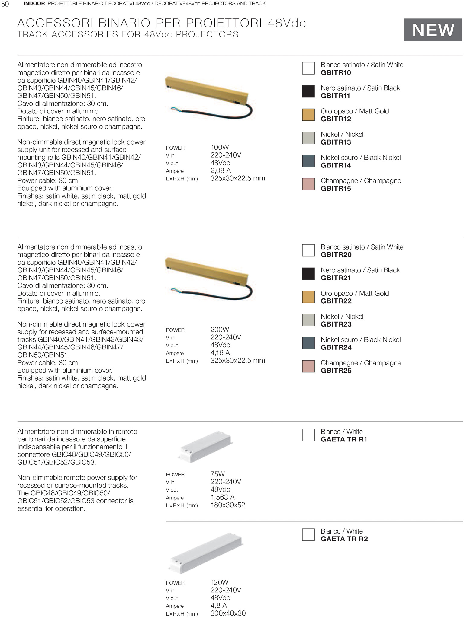 accessori binario decorativi 48V