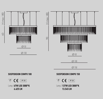 La collezione ECLISSE si presta a soluzioni personalizzabili sia per quanto riguarda la dimensione della struttura che le lunghezza delle calate