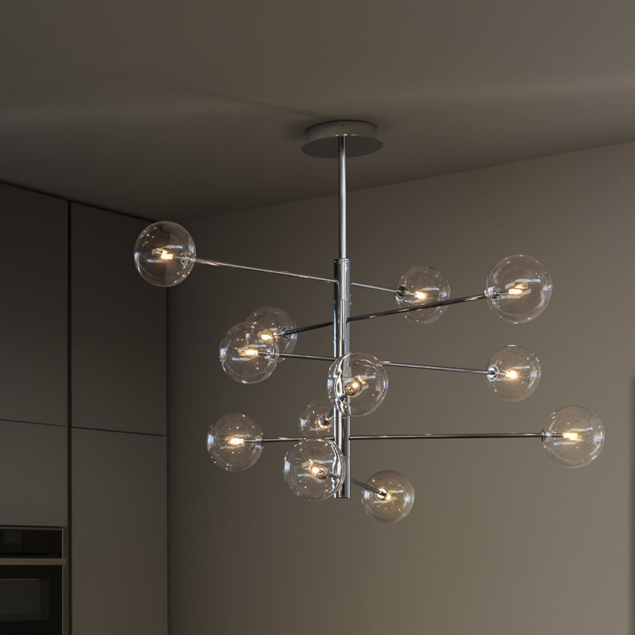 EQUINOZIO 12 LUCI - MONTATURA CROMO LUCIDO -VETRO CRISTALLO