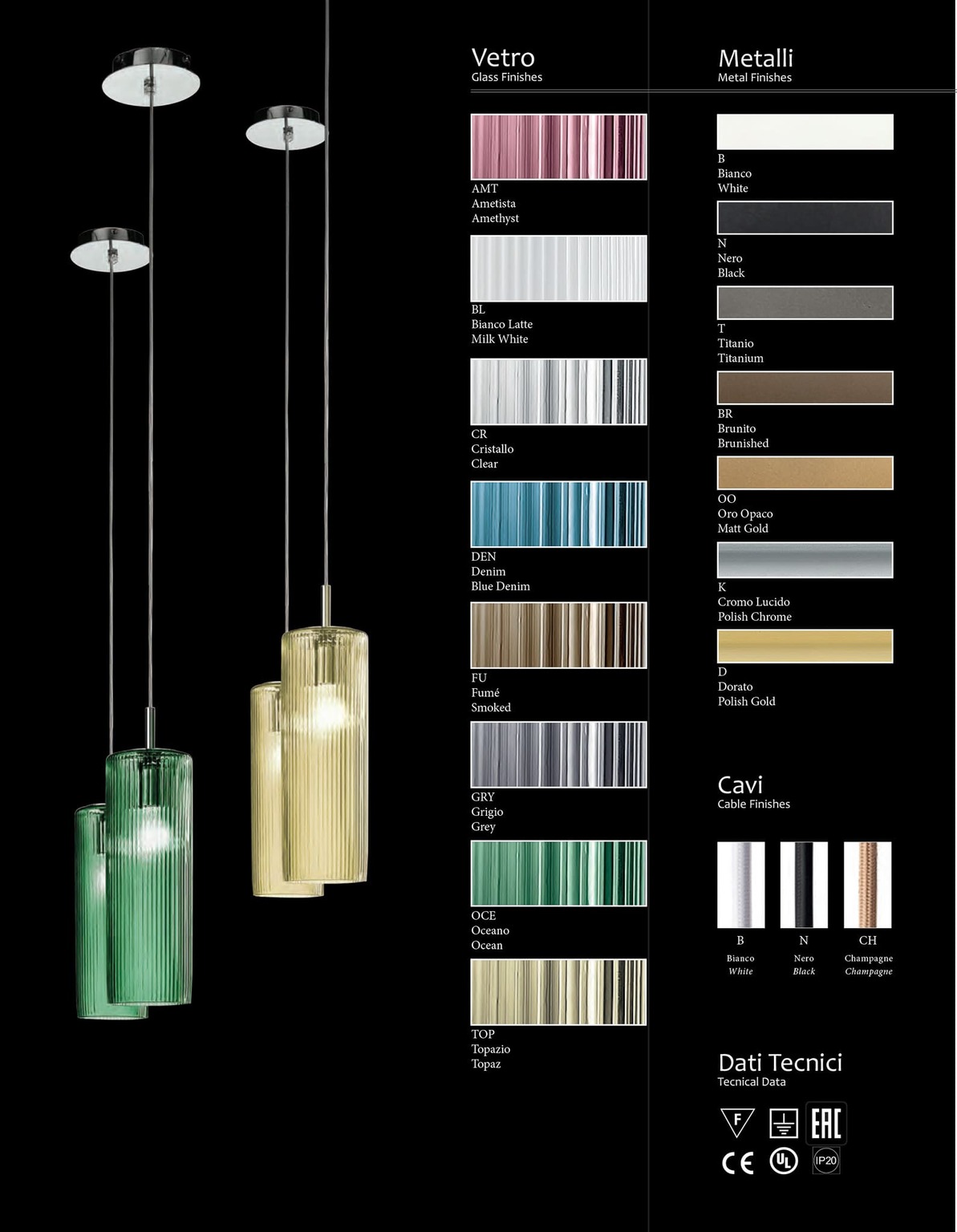 CORINTO - APPLIQUE VETRO DI MURANO - VETRO RIGATO