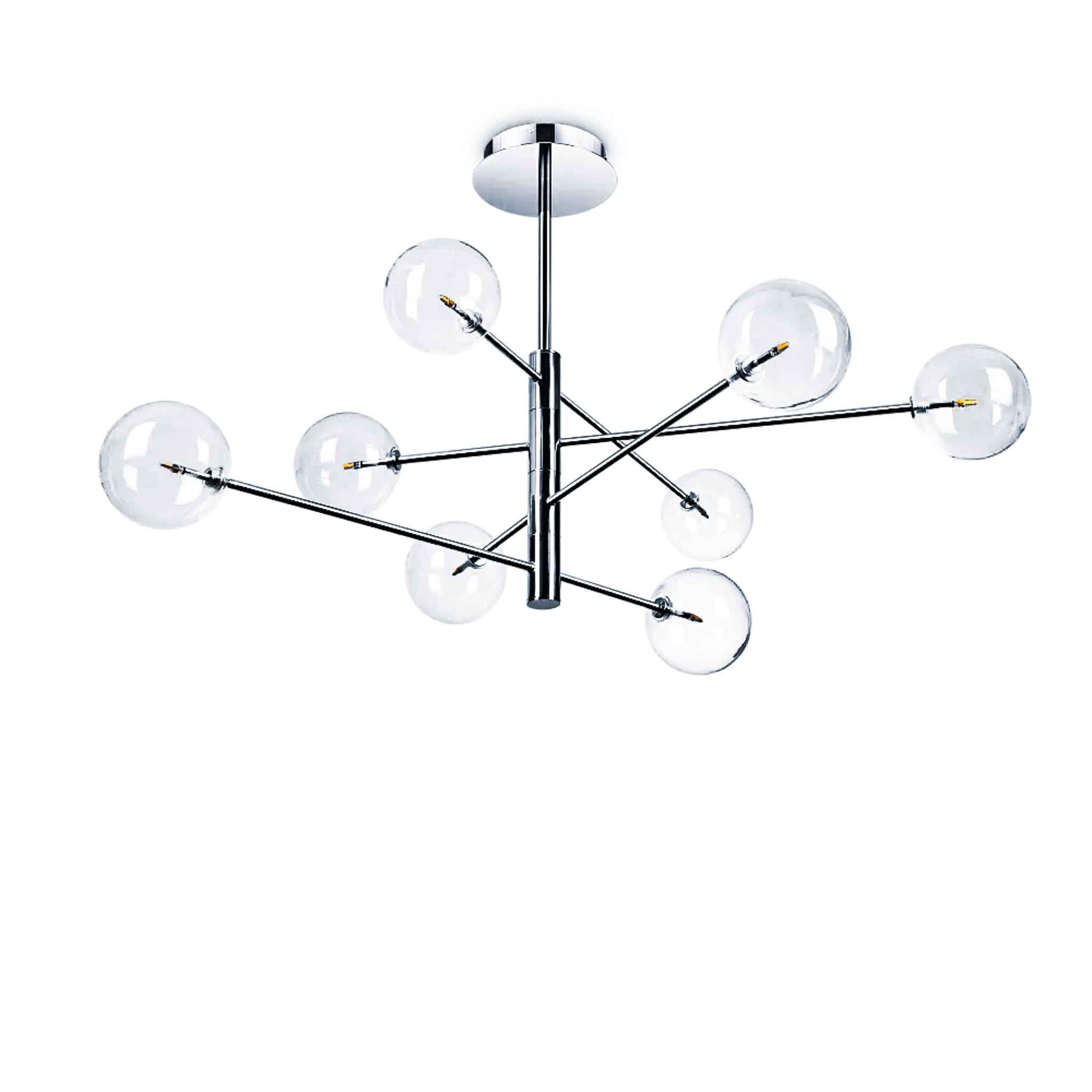 EQUINOZIO 8 LUCI - MONTATURA CROMO CON VETRO CRISTALLO TRASPARENTE