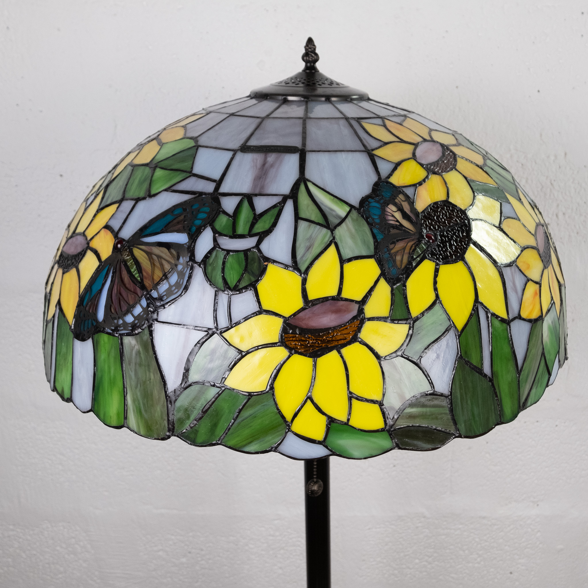 Tiffany Girasole piantana multicolori con montatura resina e zama