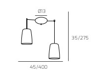 Shaded Flexi 2 luce - misure Shaded Flexi 2 luce - misure