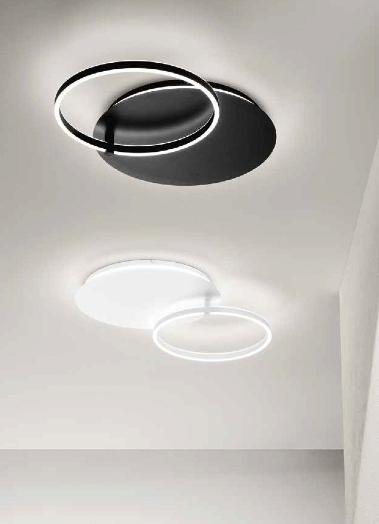 SABA -PLAFONIERA A LED INTEGRATO NERO - LED INTEGRATO - 1 ANELLO - LUCE DIRETTA E INDIRETTA