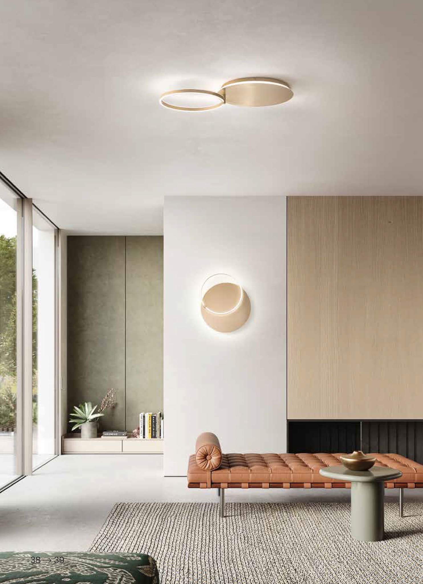 SABA - PLAFONIERA E APPLIQUE ORO SATINATO - LED DIMMERABILE
