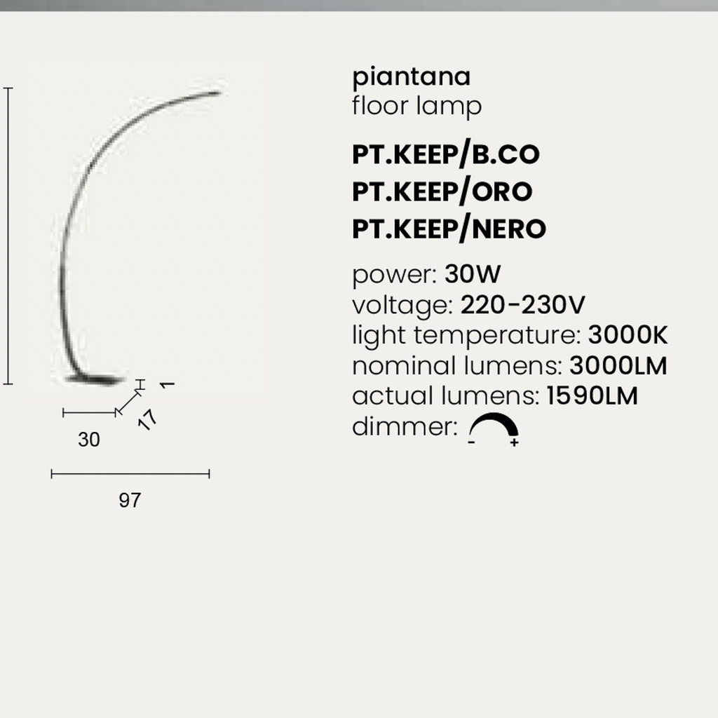 KEEP - LAMPADA DA TERRA - LED INTEGRATO - LUCE DIMMERABILE 3000K°172-3