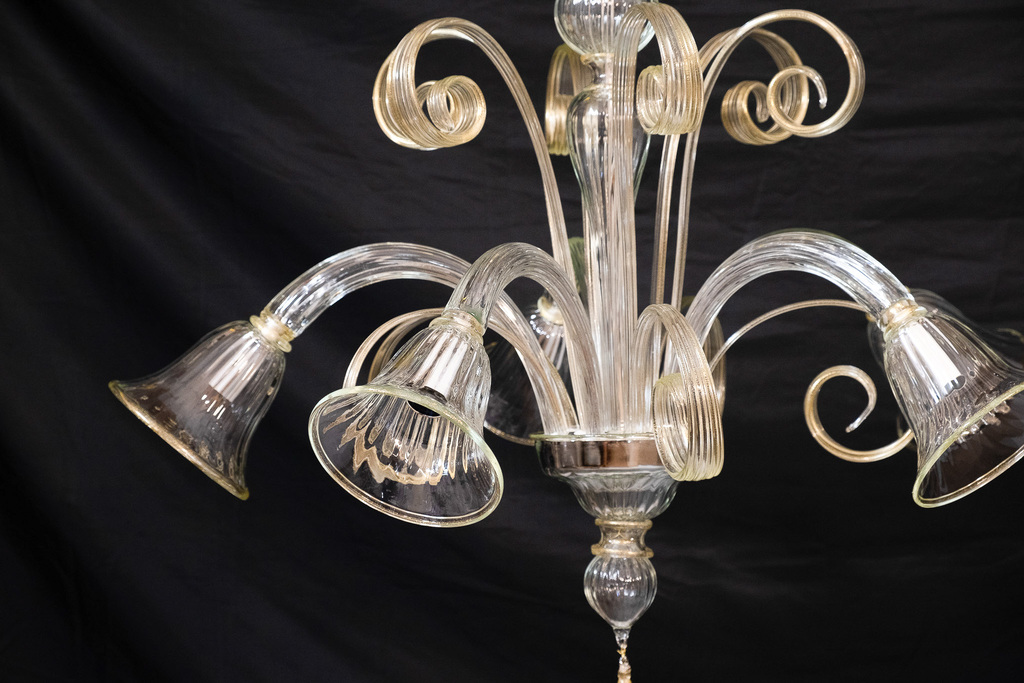 Lampadario Murano 5 luci / cristallo con oro