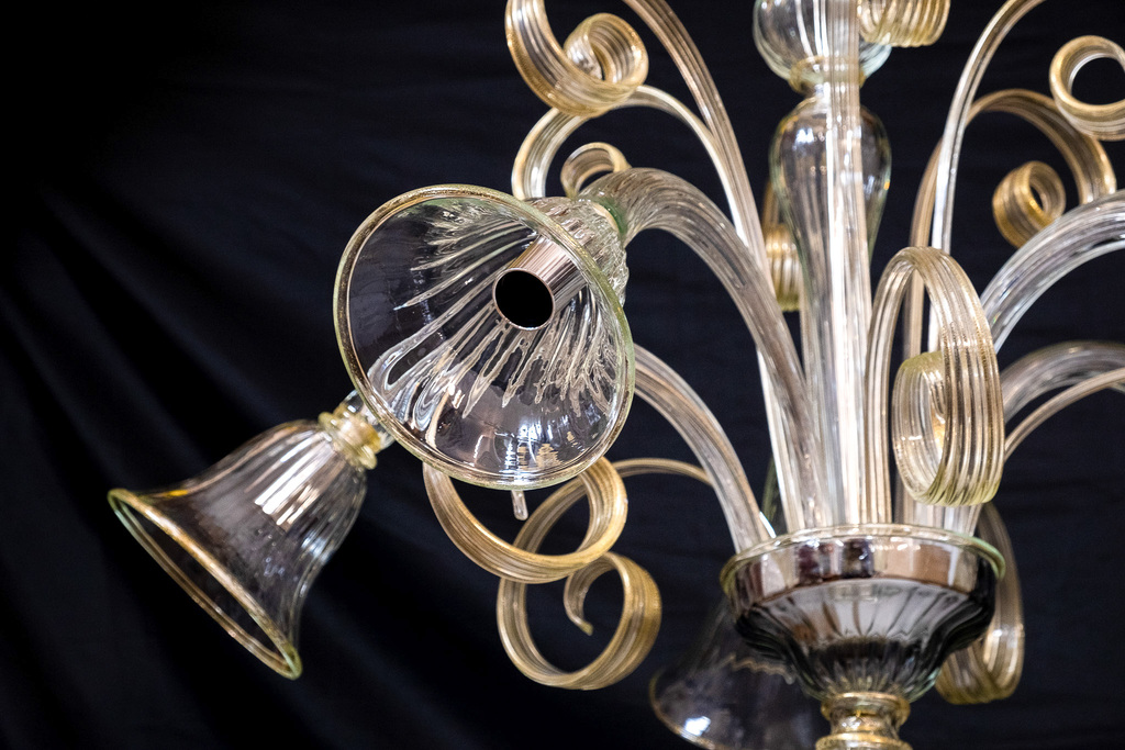 Lampadario Murano 5 luci / cristallo con oro