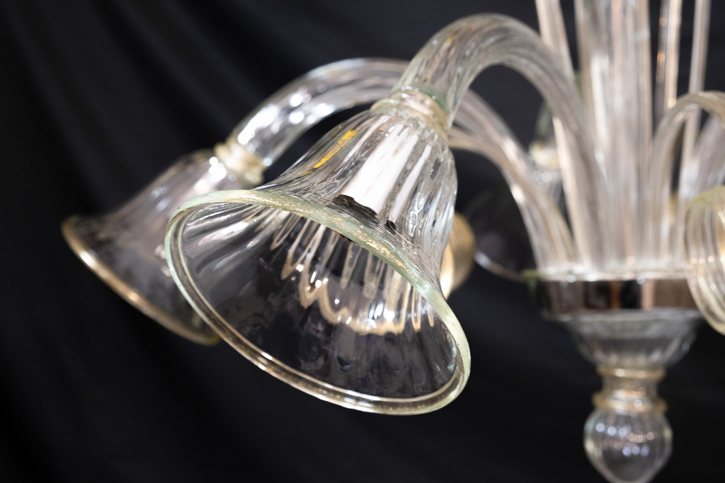 Lampadario Murano 5 luci / cristallo con oro