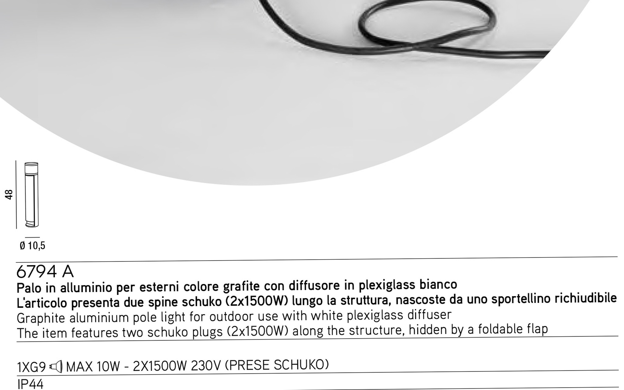 ESPINA, PALO DA ESTERNO CON 2 SPINE NASCOSTE