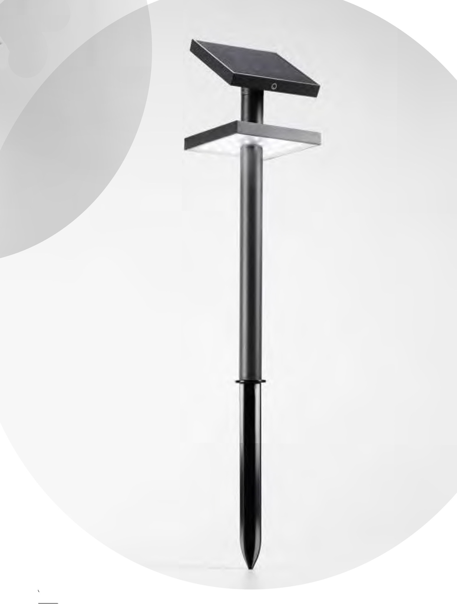 SOLAR, LINEA DA ESTERNO COLOR GRAFITE. BATTERIA AL LITIO RICARICABILE CON PANNELLO SOLARE E SENSORE CREPUSCOLAR