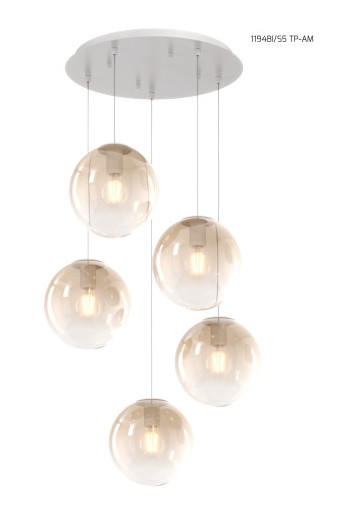 Collezione di lampade a sospensione composta da una o più sfere in vetro pirex soffiato regolabili in altezza e disponibili in diverse finiture e dimensioni.