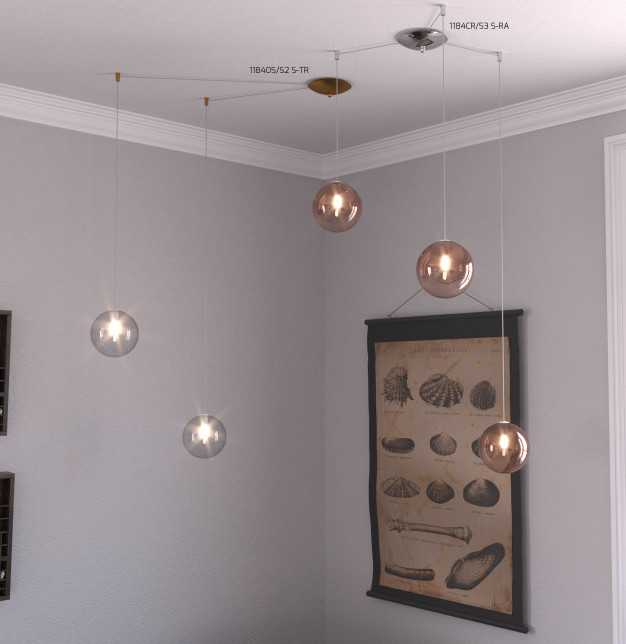 Collezione di lampade a sospensione composta da una o più sfere in vetro pirex soffiato regolabili in altezza e disponibili in diverse finiture. Collezione di lampade a sospensione composta da una o più sfere in vetro pirex soffiato regolabili in altezza e disponibili in diverse finiture.