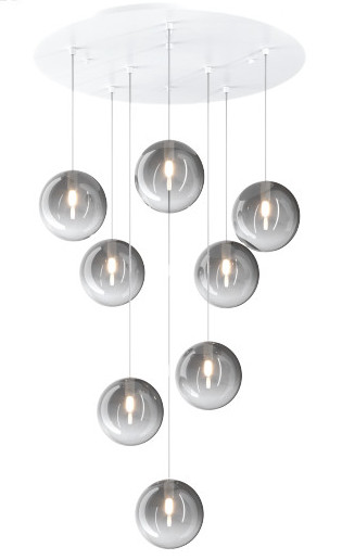 Collezione di lampade a sospensione composta da una o più sfere in vetro pirex soffiato regolabili in altezza e disponibili in diverse finiture. Collezione di lampade a sospensione composta da una o più sfere in vetro pirex soffiato regolabili in altezza e disponibili in diverse finiture.