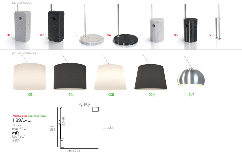 Corner, piantana composta da uno stelo metallico con singola curva regolabile in varie posizioni, sezione quadrata e finitura satinata