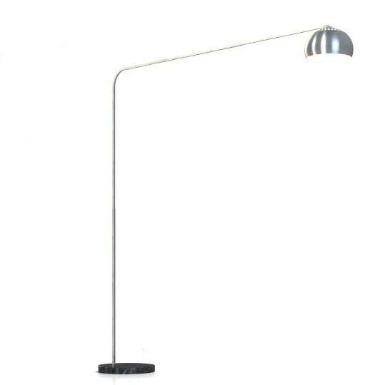 Corner, piantana composta da uno stelo metallico con singola curva regolabile in varie posizioni, sezione quadrata e finitura satinata