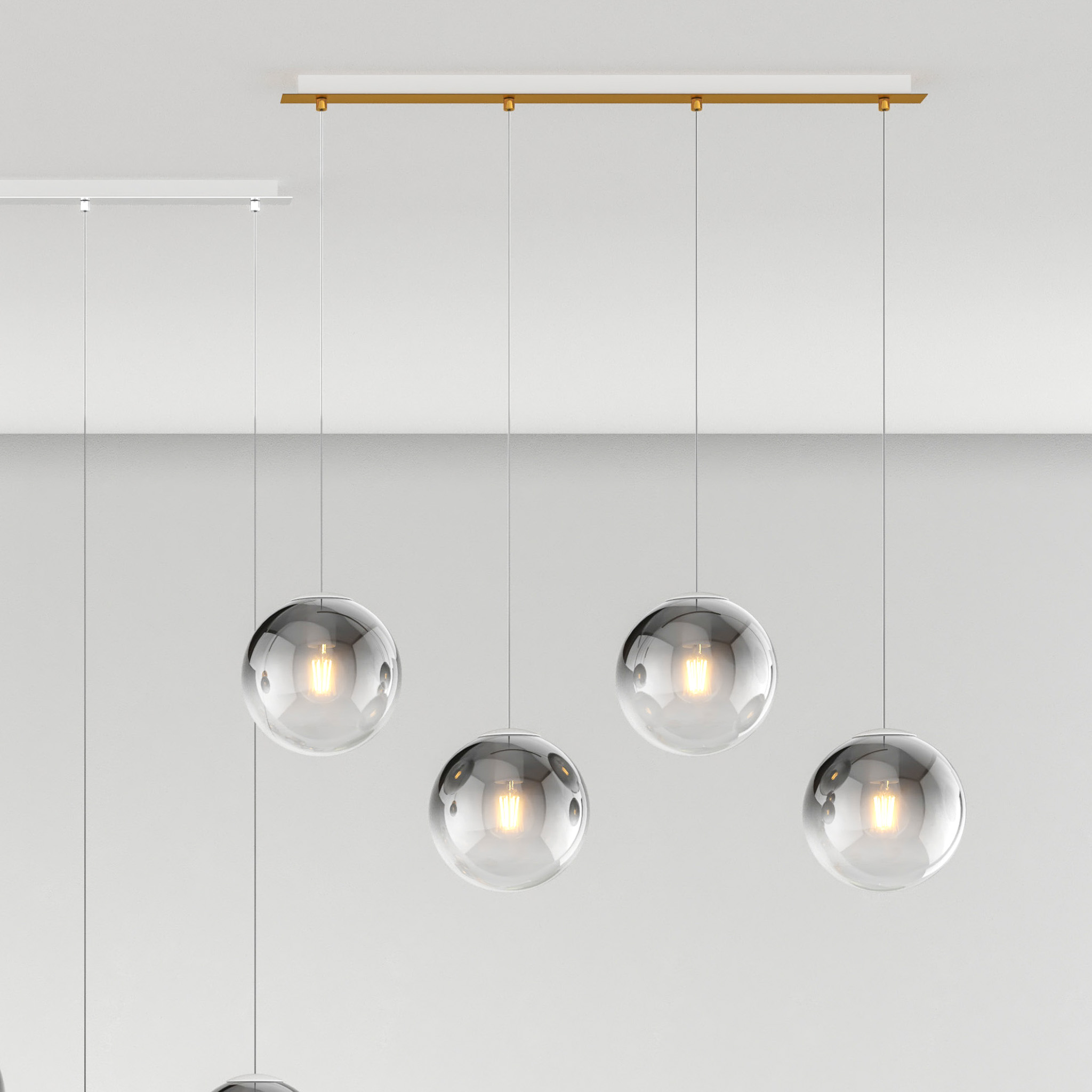 ECLISSE - SOSPENSIONI MULTIPLE LINEAR - COLORI AMBRA / CROMO / RAME