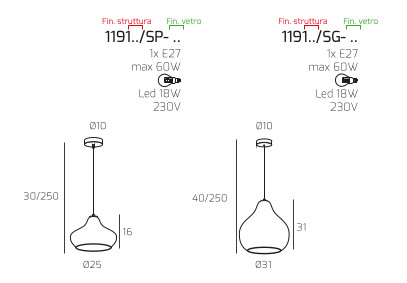 Collezione di lampade a sospensione composte da uno o più elementi in vetro soffiato regolabili in altezza.