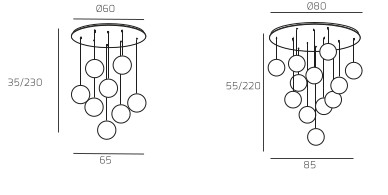 Collezione di lampade a sospensione composta da una o più sfere in vetro pirex soffiato regolabili in altezza e disponibili in diverse finiture. Collezione di lampade a sospensione composta da una o più sfere in vetro pirex soffiato regolabili in altezza e disponibili in diverse finiture.