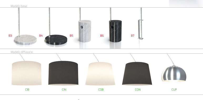 Piantana composta da uno stelo metallico curvo regolabile in varie posizioni, sezione quadrata e finitura satinata.