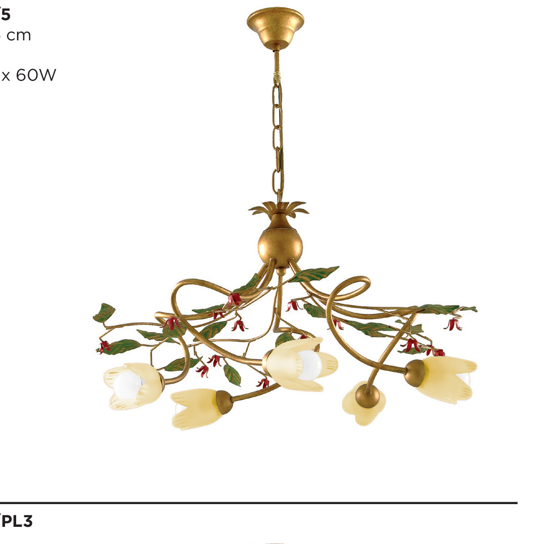 CARLOTTA - SOSPENSIONE 5 LUCI MODELLO CLASSICO