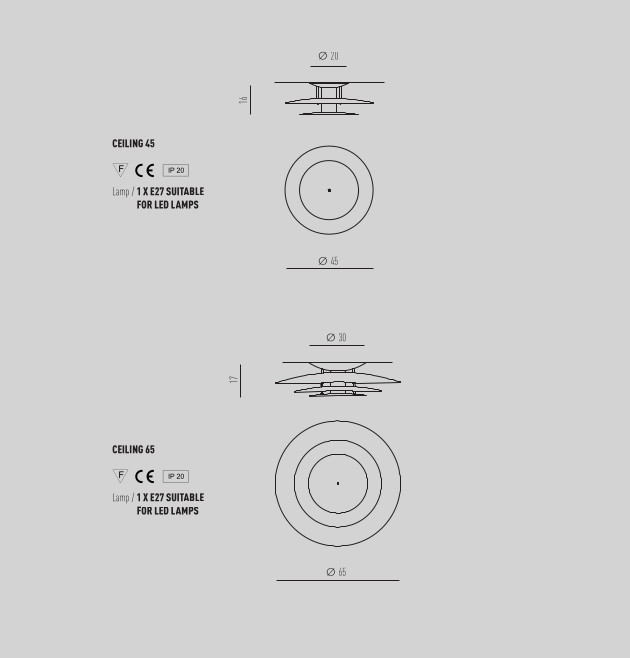 I dischi in vetro curvato riflettono la luce della sorgente centrale creando in questo modo un’illuminazione diffusa e indiretta. La lampada esiste nella finitura bianca o foglia oro.