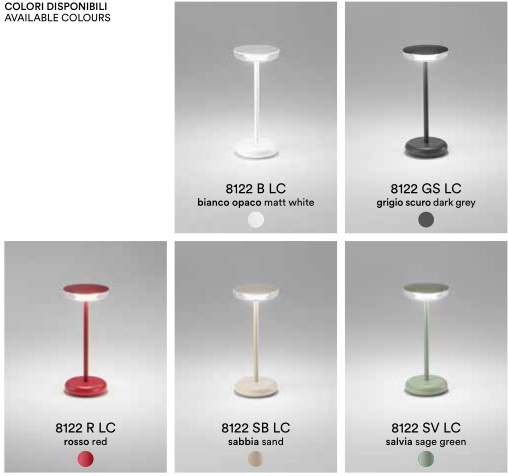 Lampada da tavolo ricaricabile a batterie in metallo e Abs verniciato per uso interno/esterno