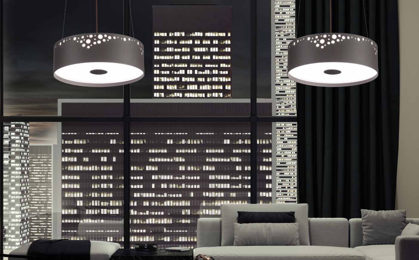 Forma semplice arricchita dal gioco di pieni e di vuoti, Gaia dona all’ambiente piacevoli effetti luminosi che creano una atmosfera dinamica.