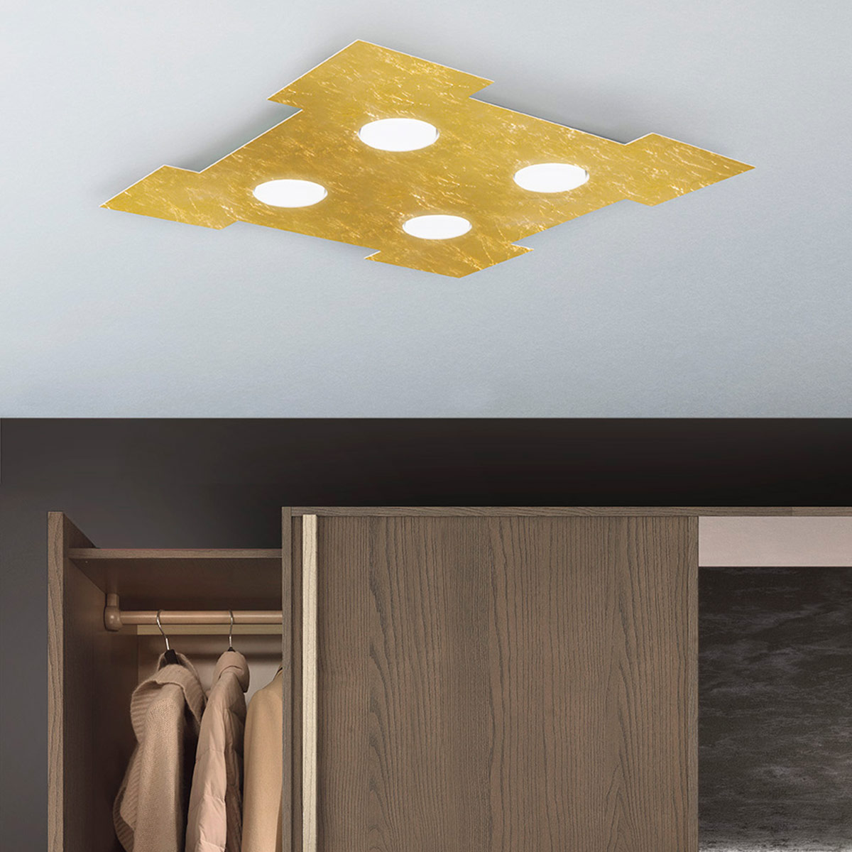 PATH - PLAFONIERA FOGLIA ORO - 4 x GX53 LED