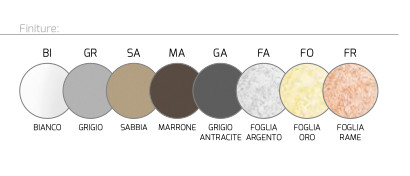 Collezione di lampade da parete o da plafone con struttura metallica verniciata bianca e piastra frontale disponibile in diverse finiture.