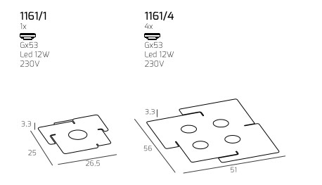 Collezione di lampade a plafone ed a sospensione realizzate con lastre in metallo verniciato bianco in diverse forme.
