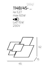 Collezione di lampade da parete o da plafone con struttura metallica verniciata bianca e piastra frontale disponibile in diverse finiture.