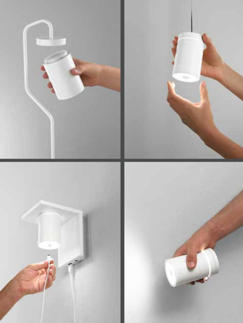 Lampada da tavolo a LED costruito in alluminio pressofuso verniciato a polvere con pre-trattamento per uso esterno/interno. Interruttore a rotazione a magneti