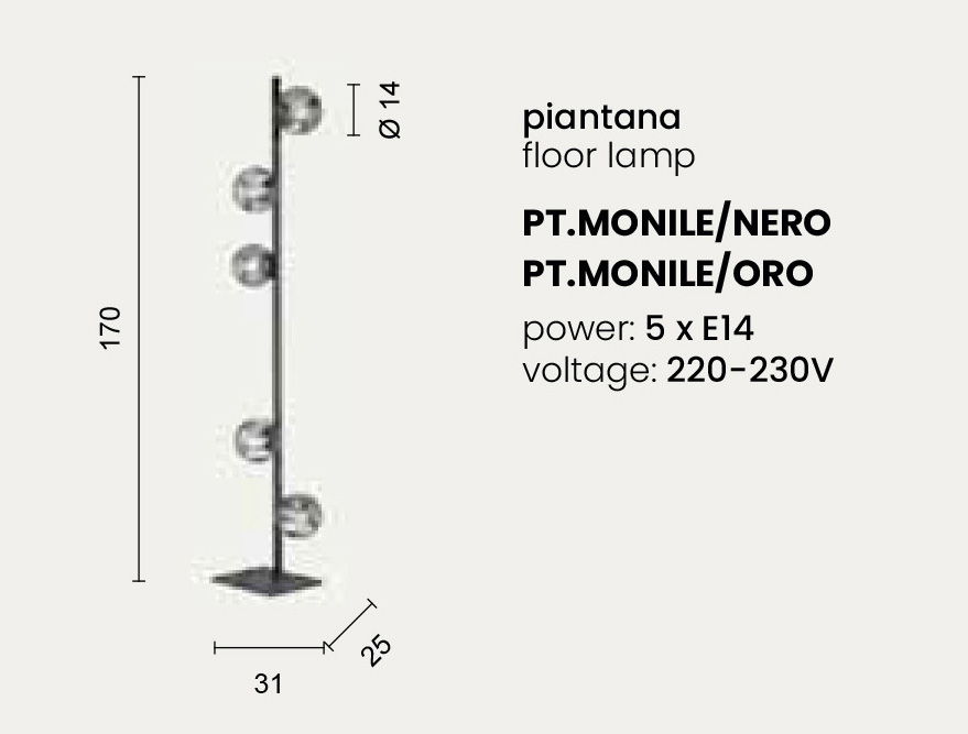Monile piantana misure