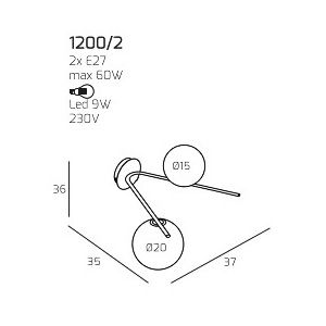 Boomerang, applique/plafoniera 2 luci