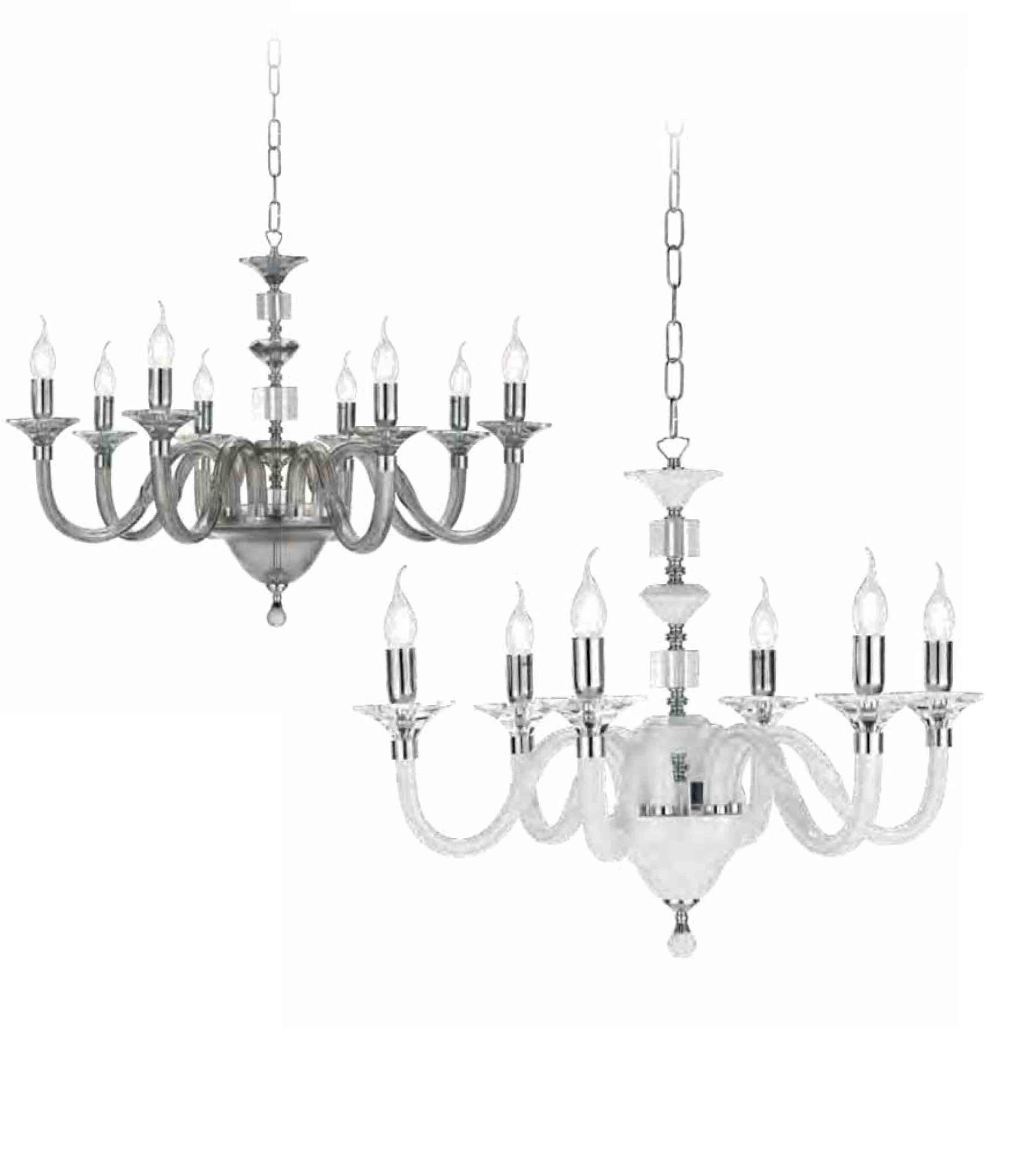 TOULOSE - LAMPADARIO FUME E BIANCO SATINATO