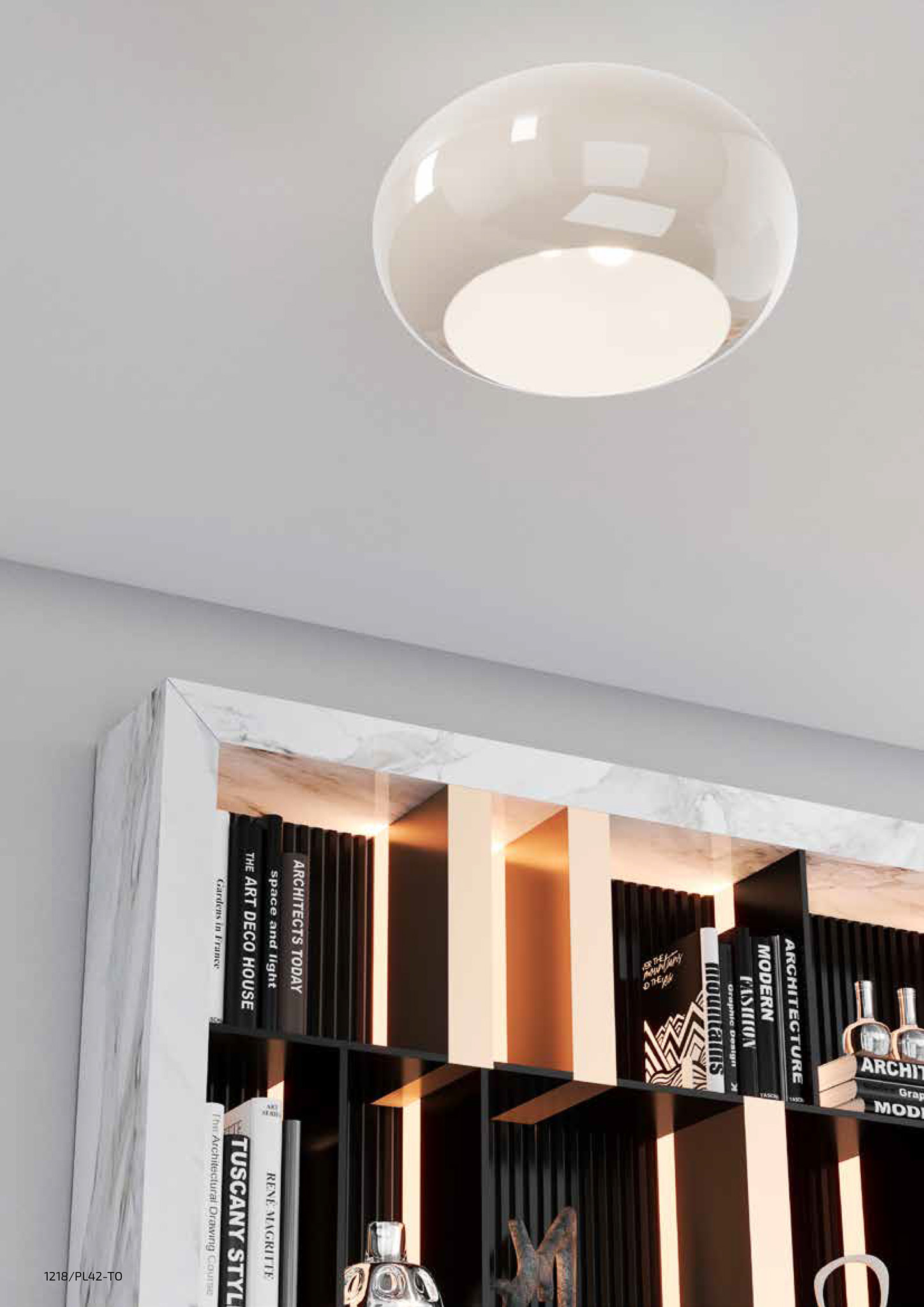 CASPER - PLAFONIERA IN VETRO LUCIDO BIANCO O TORTORA