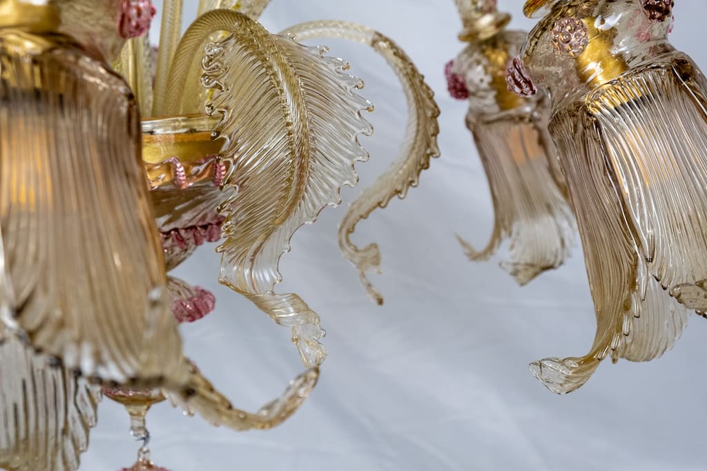 GRIFONE - lampadario fume + rosa - 6 luci