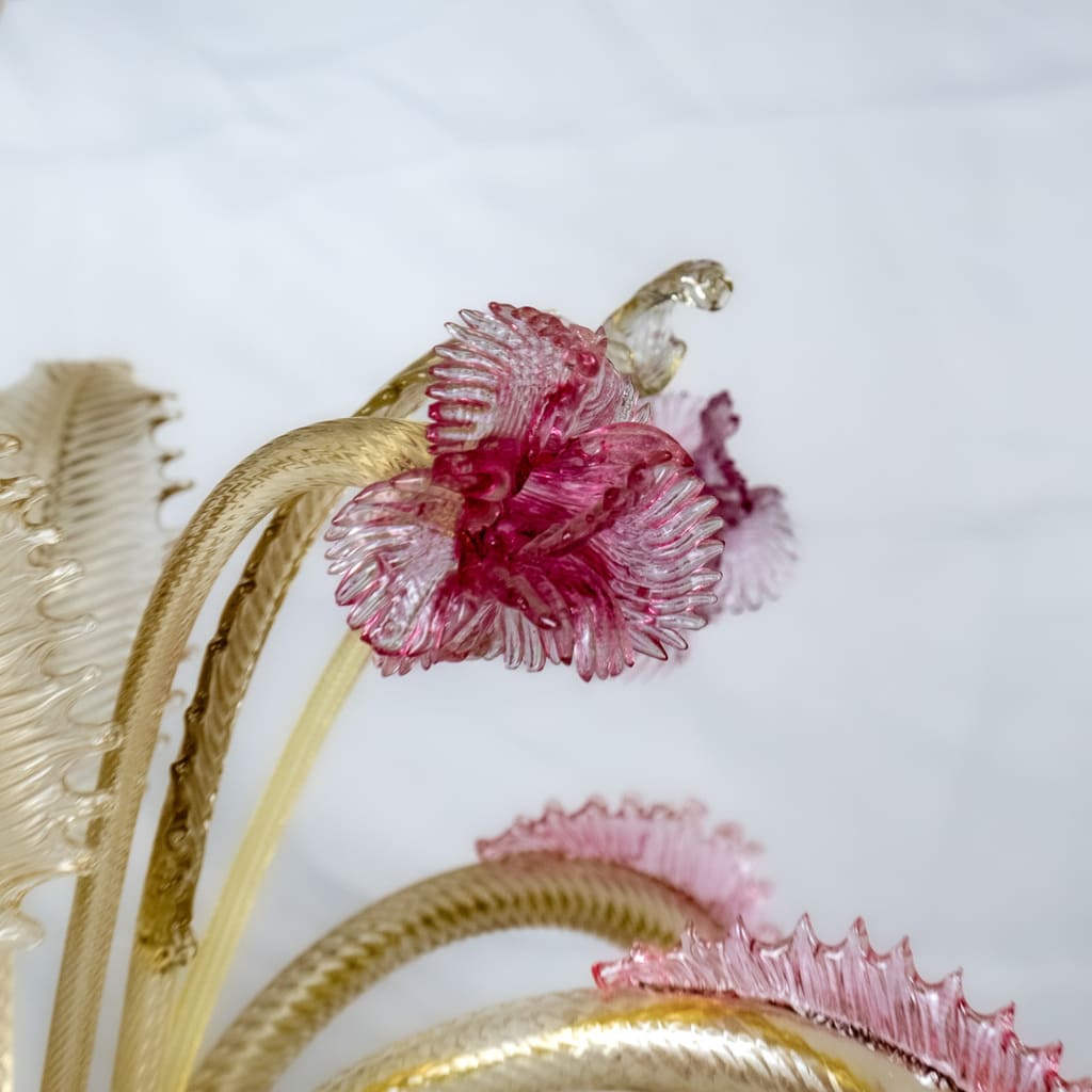 GRIFONE - lampadario fume + rosa - 6 luci