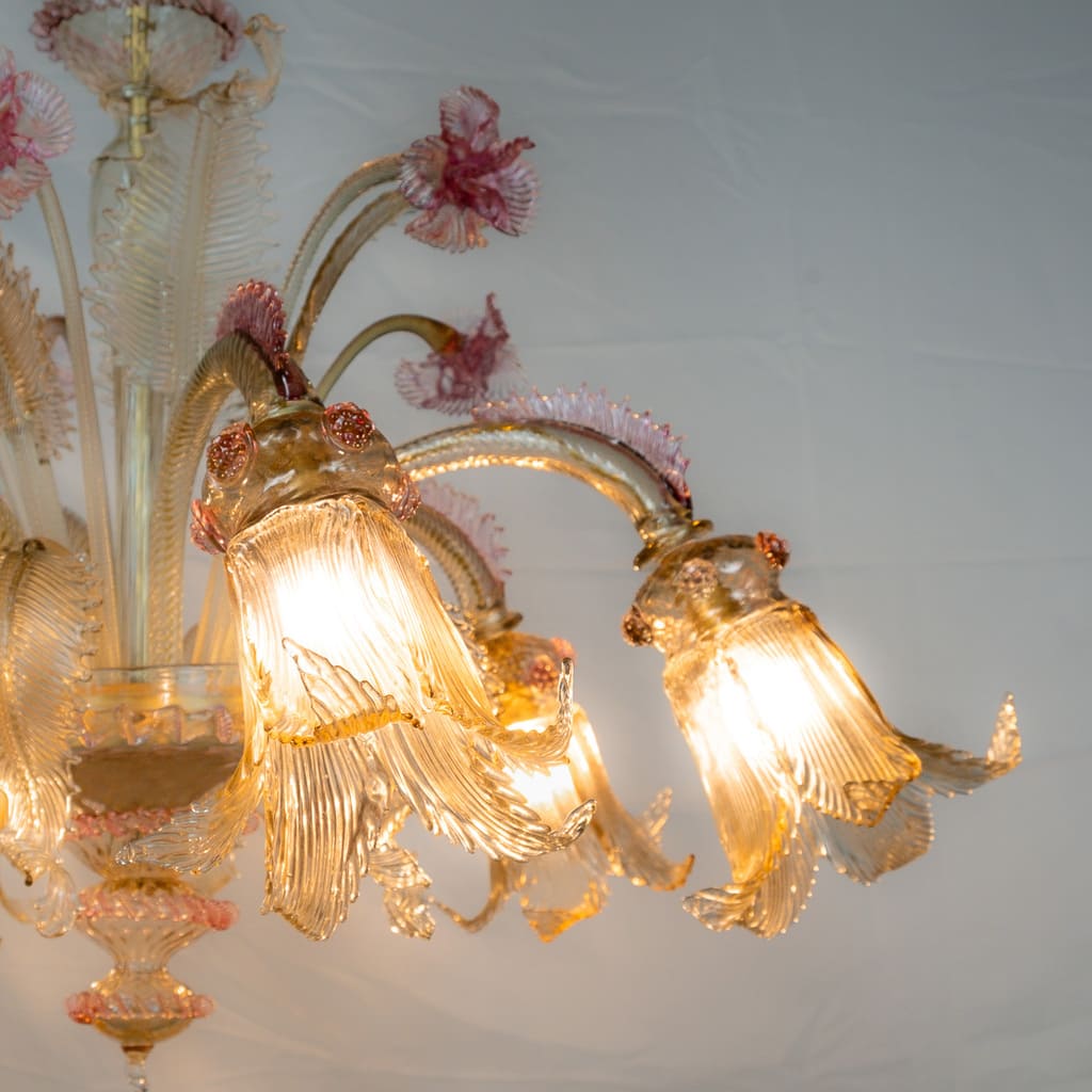 GRIFONE - lampadario fume + rosa - 6 luci